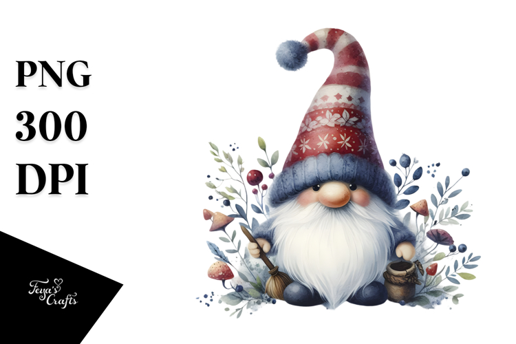 Whimsical Gnome Washing Watercolor PNG