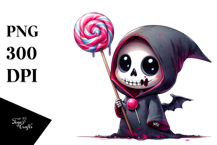 Funny Grim Reaper with Lollipop PNG