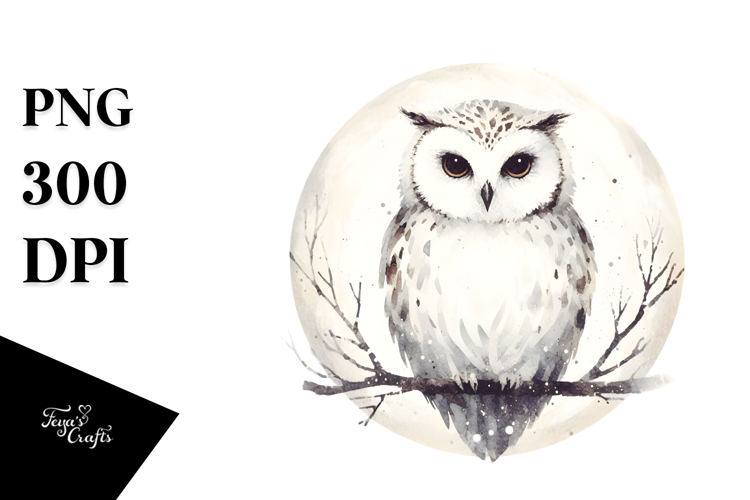 Simple Watercolor Owl PNG example image 1