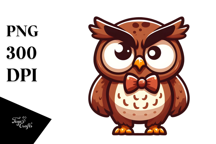 Serious Owl with Bow Tie, High-Res PNG