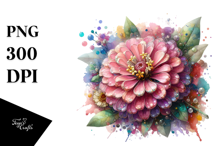 Zinnia with Metallic Insertions, High-Res PNG