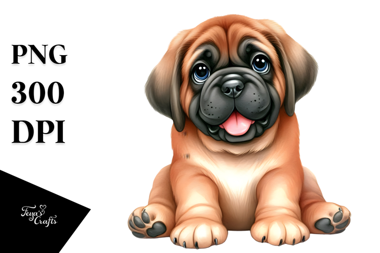Cute Mastiff with Big Eyes PNG
