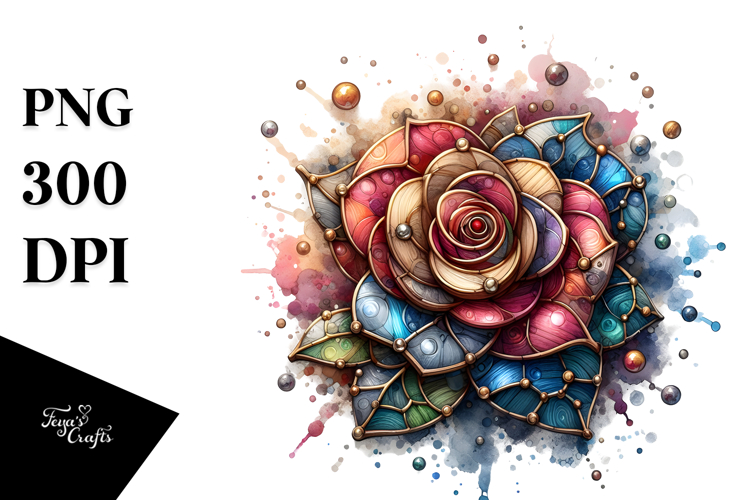 Abstract Wooden Stained Rose Watercolor