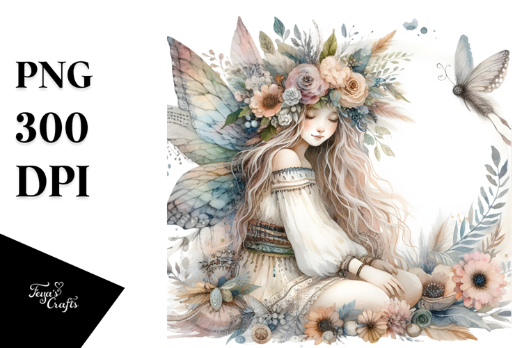 Watercolor Boho Fairy, Transparent PNG