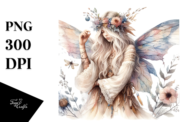 Watercolor Boho Fairy, Transparent PNG