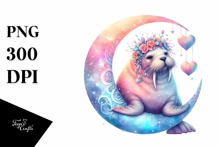 Adorned Walrus Watercolour Painting