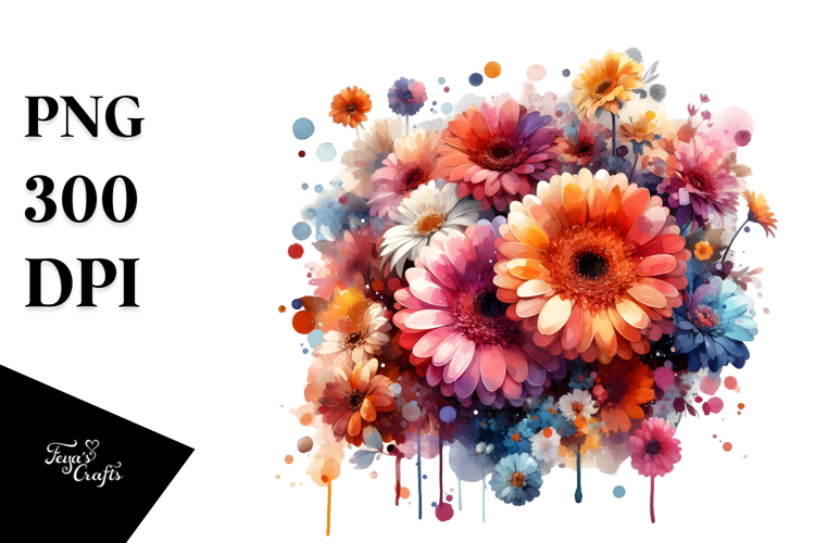 Watercolor Abstract Gerbera, Transparent PNG