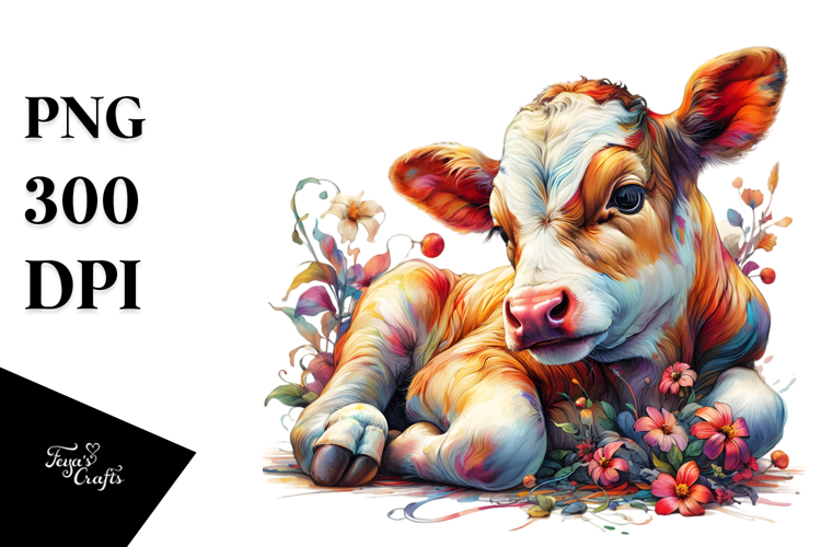 Colorful Cow Playing Hide and Seek PNG