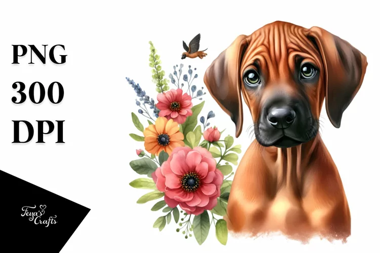 Watercolor Baby Rhodesian Ridgeback Phishing Road