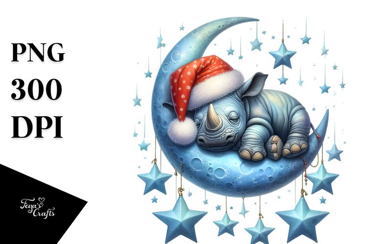 Baby Rhino Dressed for Christmas PNG