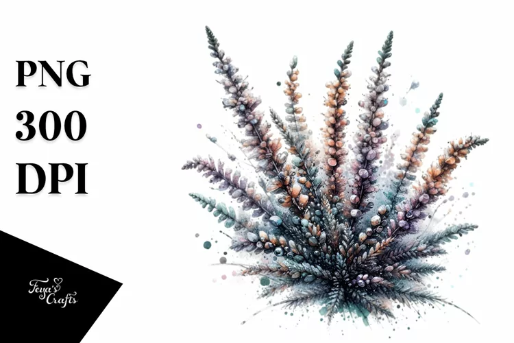 Detailed Heather Watercolor Splash