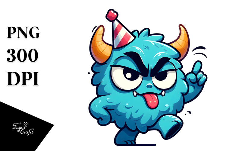 Sassy Monster with Birthday Hat