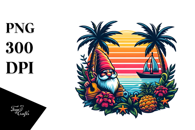 Retro Tropical Gnome PNG