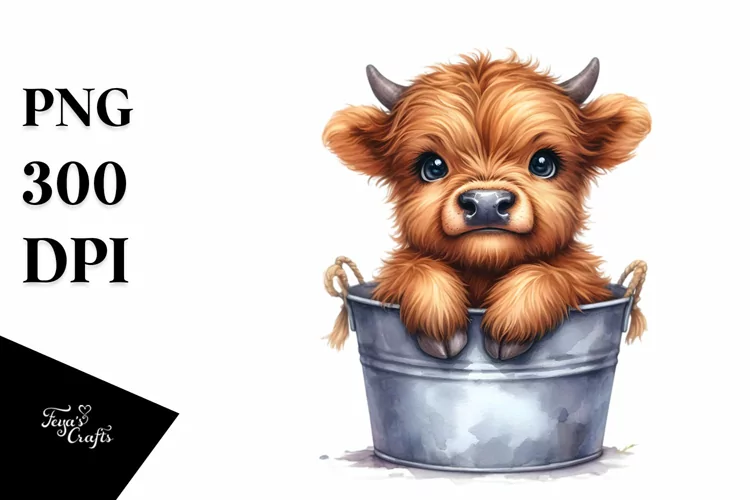 Baby Highland Cow Watercolor