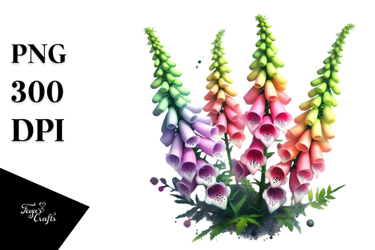 Foxglove with Watercolor Splash