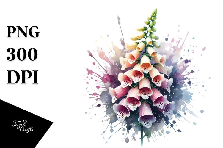 Foxglove with Watercolor Splash