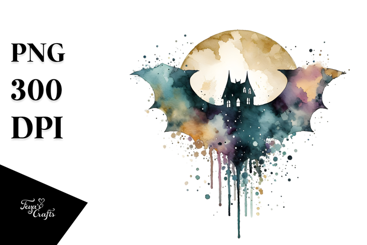Washed Watercolor Bat, PNG