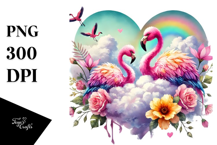 Adorned Flamingo on Cloud PNG