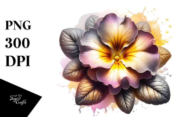 Abstract Shiny Watercolor Splash Primrose Clipart