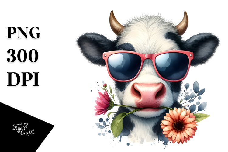 Funny Cow with Angry Face PNG