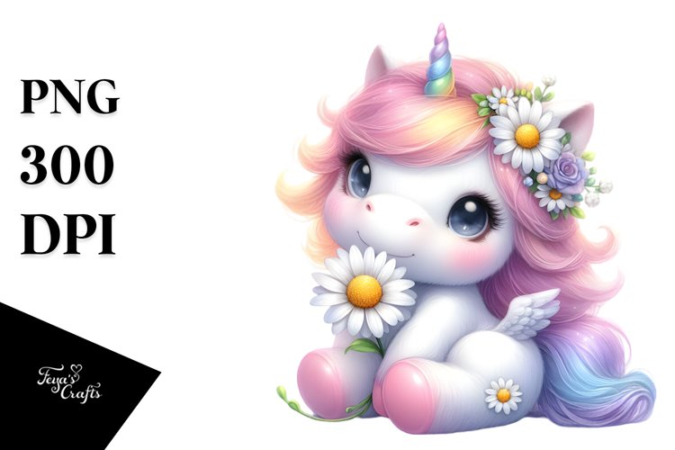 Pastel Baby Unicorn with Daisy