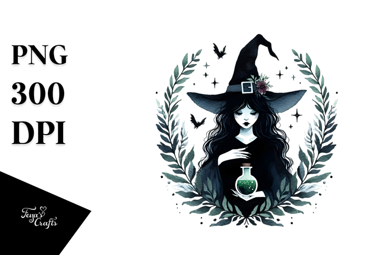 Gothic Witch with Magic Potion PNG