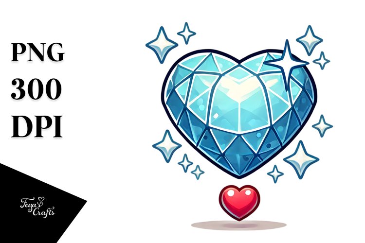 Cartoon Heart of Diamonds PNG