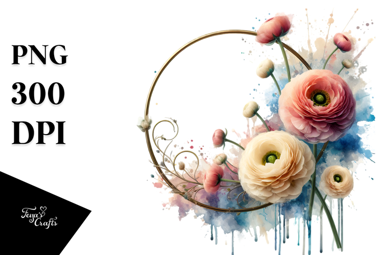 Abstract Ranunculus Frame PNG