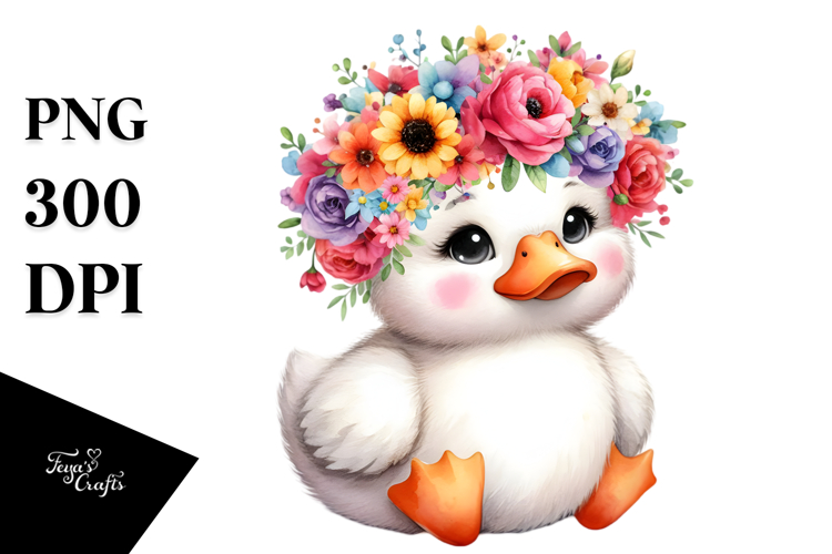 Cartoon Duck Flower Crown Clipart