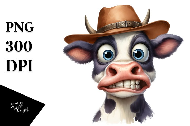 Goofy Cow Clipart | Sublimation | Clipart example image 1