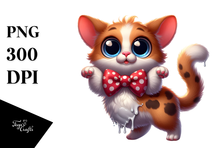 Cute Cat with Bow Tie PNG