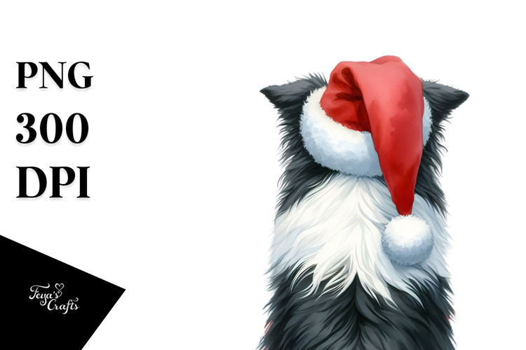 Sweet Border Collie with Christmas Decor, High-Res PNG