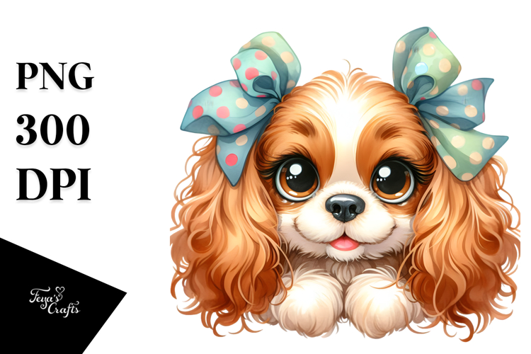 Happy Cocker Spaniel Puppy, Watercolor PNG