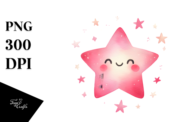 Watercolor Pinkish Star PNG