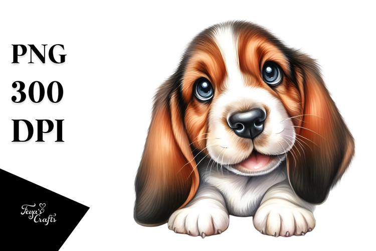 Baby Basset Hound Watercolor PNG