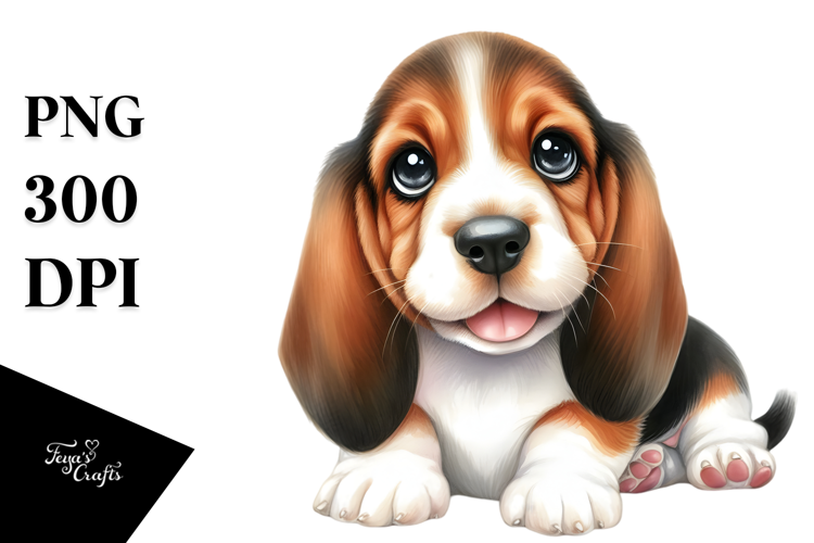 Baby Basset Hound Watercolor PNG