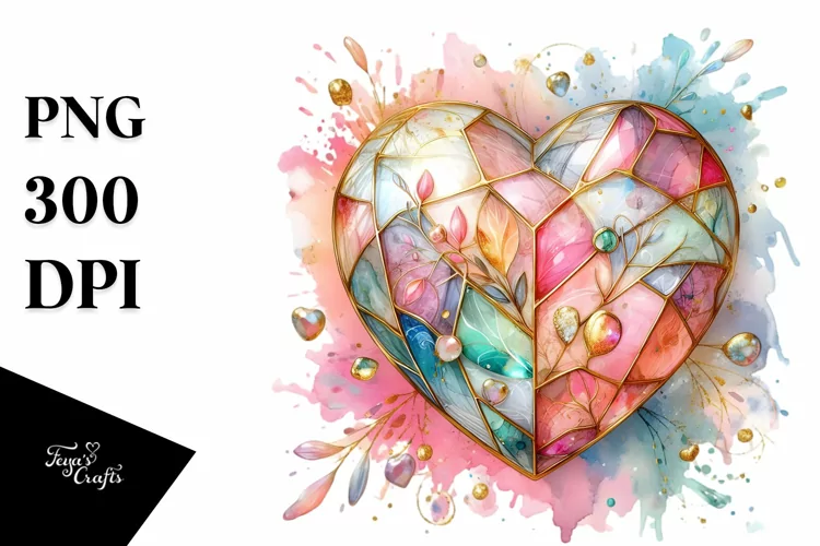 Colorful Heartglass, High-Res PNG