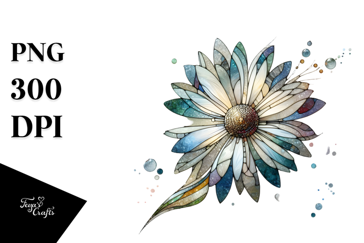 Glossy Stained Daisy, PNG