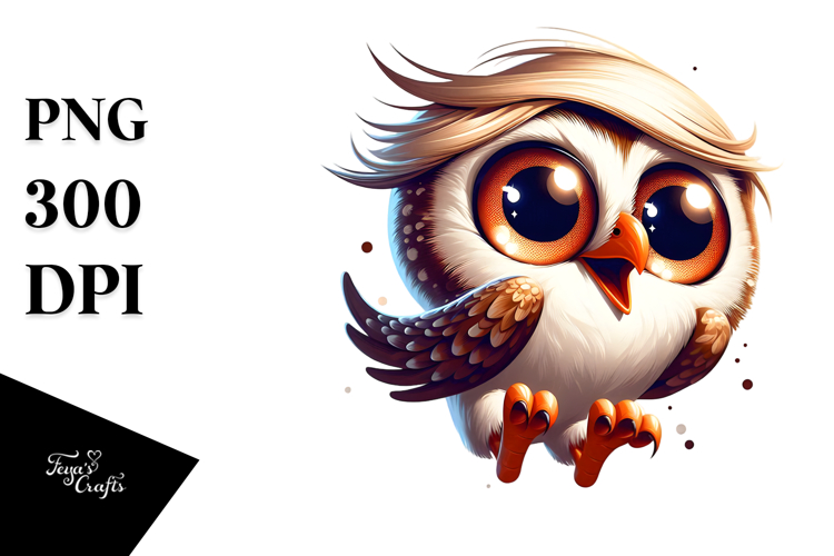Silly Cartoon Owl Jumping PNG