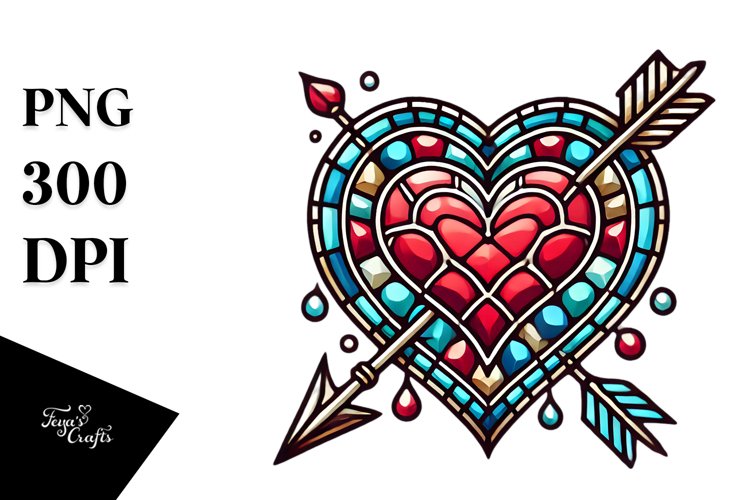 Retro Stained Heart PNG