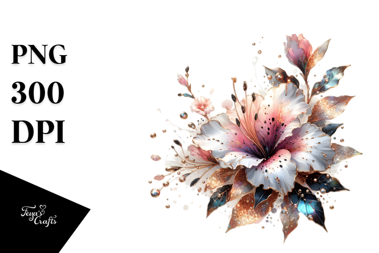 Shiny Azalea Watercolor, Metallic Small