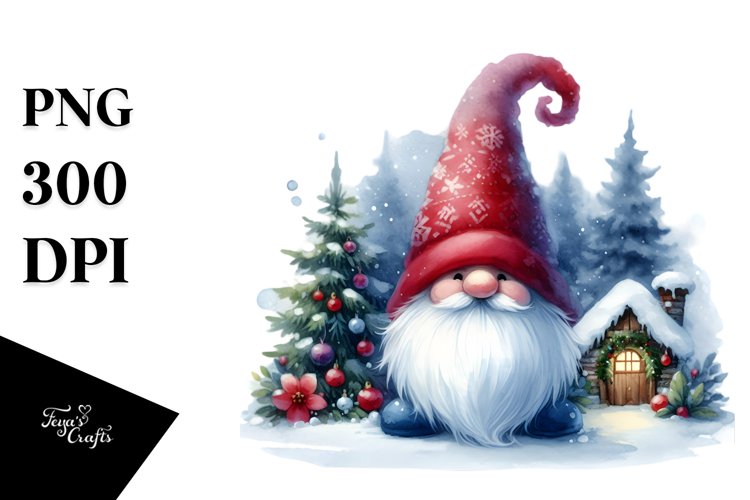 Vibrant Christmas Gnome Watercolor PNG