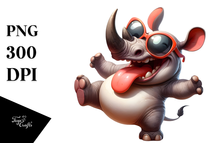 Silly Cartoon Rhino PNG