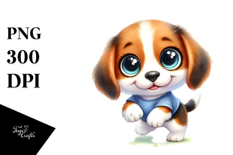 Watercolor Baby Beagle PNG