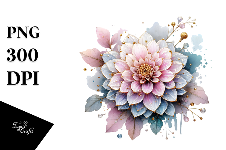 Dahlia with Watercolor Splash PNG