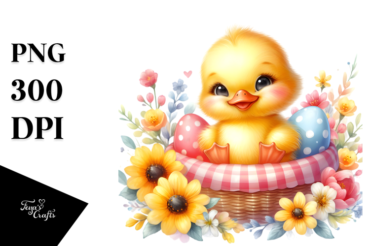 Colorful Baby Duck in Cradle | Sublimation, Clipart