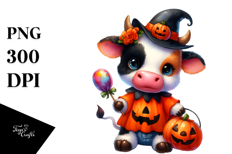 Cute Baby Cow Dressed for Halloween | Clipart