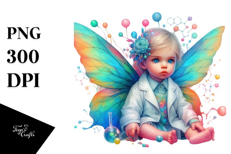 Baby Fairy in Lab Coat, Colorful PNG