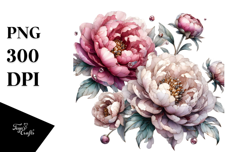 Peonies with Metalic Insertions