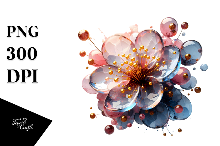 Abstract -Like Cherry Blossom with Golden Insertions PNG